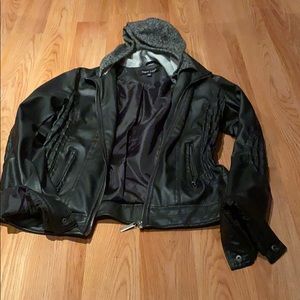Hooded Jacket faux leather